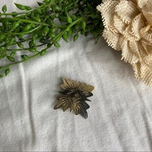 Vintage Silver Etched Mexico Marked Functional Brooch Pin Scarf Accessory